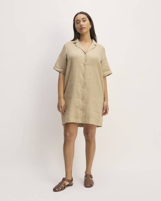 The Shirtdress in Linen | Trench Coat Khaki