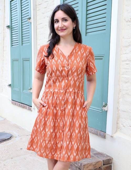 Pumpkin Spice Organic Cotton Button Dress