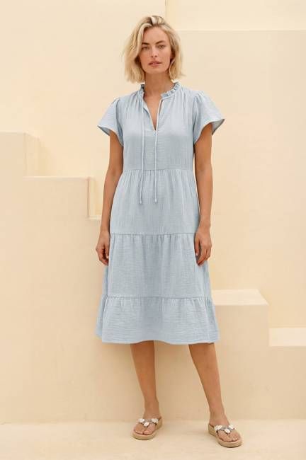 Lois Organic Cotton Cheesecloth Dress | Sky Blue