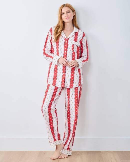 Sweetheart Stripes - Tall Long PJ Set - Cherry Cola