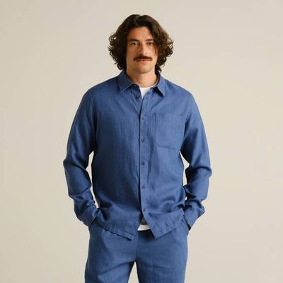 DEDICATED - Hemd Rute Linen True Blue