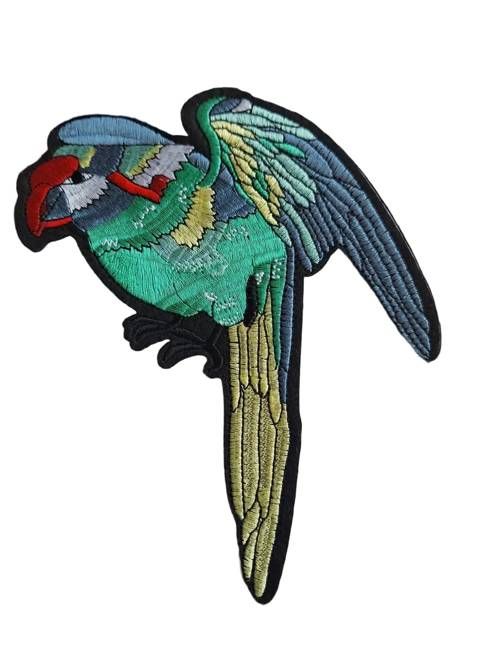 Extra Large Parrot Iron On Patch | Embroidered Clothing Repair Patch