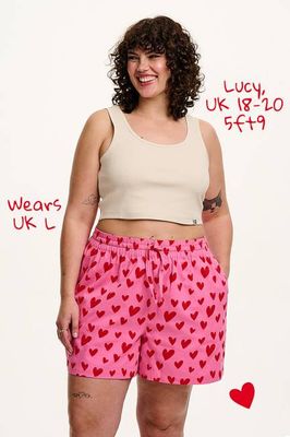 Charlie - Cotton Shorts in Pink Heart Cupid Print