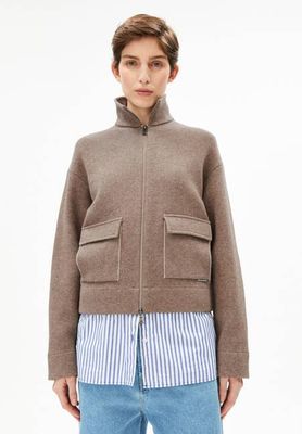 SHORT KNIT JACKET | cinnamon dust melange