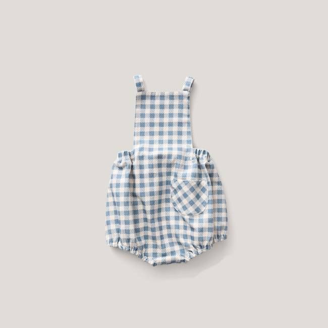 Oona Romper, Gingham Print, Azul