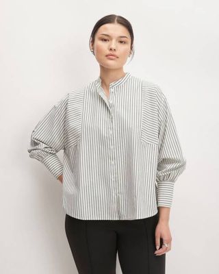 The Oversized Raglan Shirt | Bone/Navy