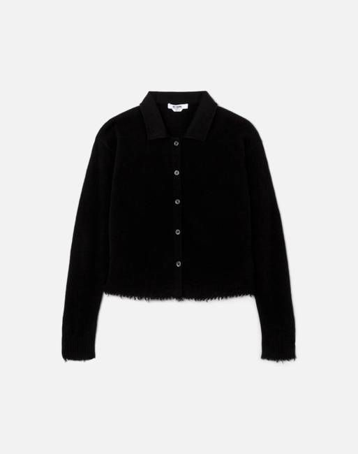 The Loose Polo Cardigan - Black