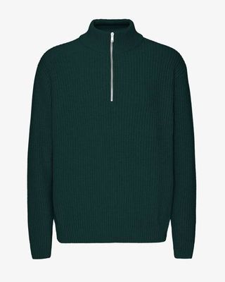 Merino Quarter Zip - Emerald Green