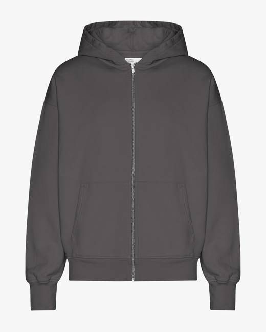 Organic Oversized Zip Hood - Lava Grey