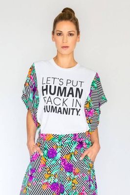 Humayze Upcycled Tee, Wht/Blk/Pur