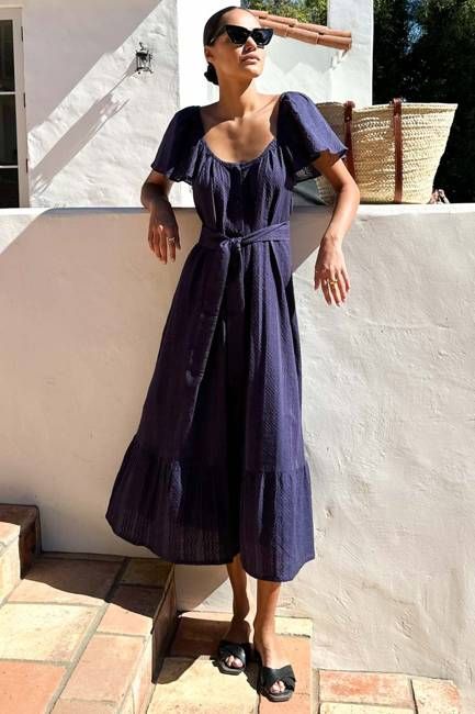 Tasha Button Sundress - Maritime Blue