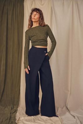 Black Organic Cotton Wrap Trousers