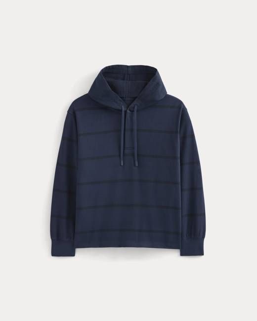 Vintage Rugby Hoodie | Dark Sapphire Stripe