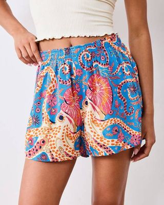 Octopus Isle - Eco Satin Boyfriend Boxer - Ocean Eyes