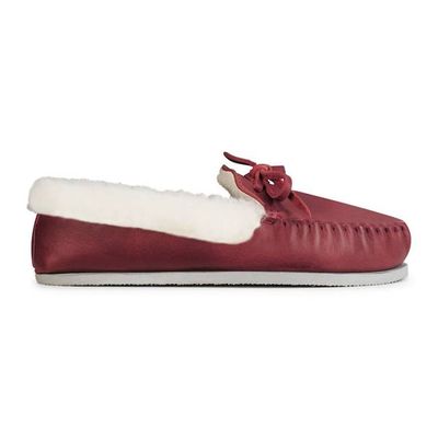 The Men's Cozy Moccasin in Pomegranate ~ Super Wide