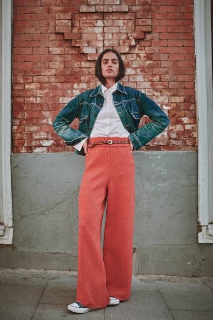 HELENE Knit Pants in Merino Wool - Coral