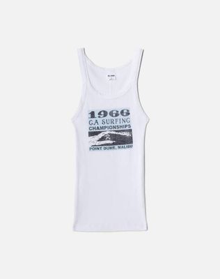 Ribbed "CA Surf" Tank - Optic White