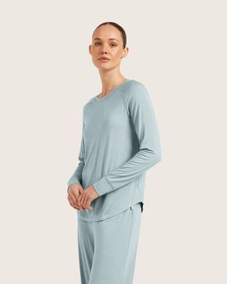 Goodnight Raglan Sleep Top - Mineral Blue
