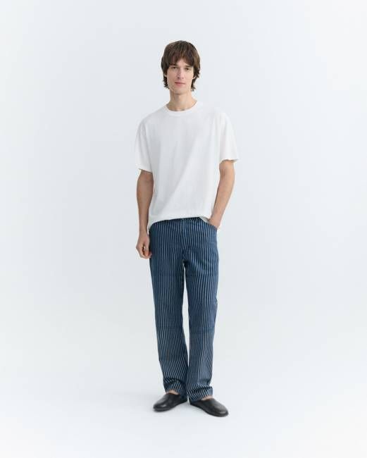 Straight pants with natural dyed stripes Stan