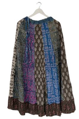 NEW! Flared Cotton Blockprint Patchwork Skirt No. 12