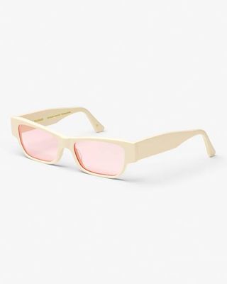 Sunglass 04 - Ivory White Solid - Light Pink