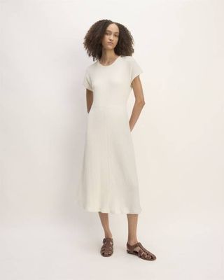 The Rib-Knit Cap-Sleeve Midi Dress | Bone