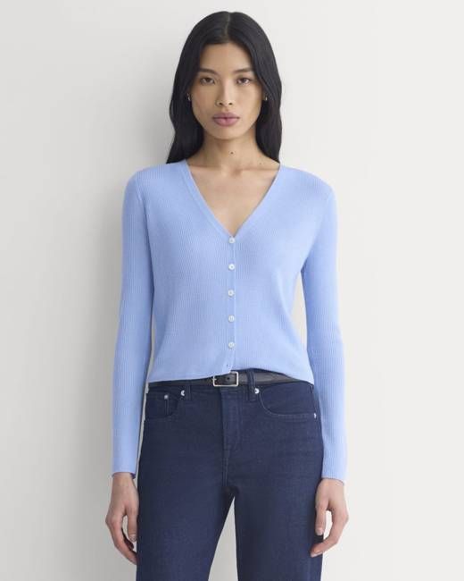 The Cardigan in Ultrasoft Merino | Open Air Blue