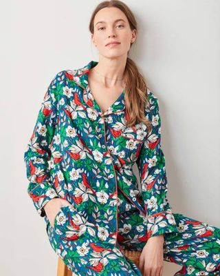 Treetop Cardinals - Midweight Flannel Long PJ Set - Navy