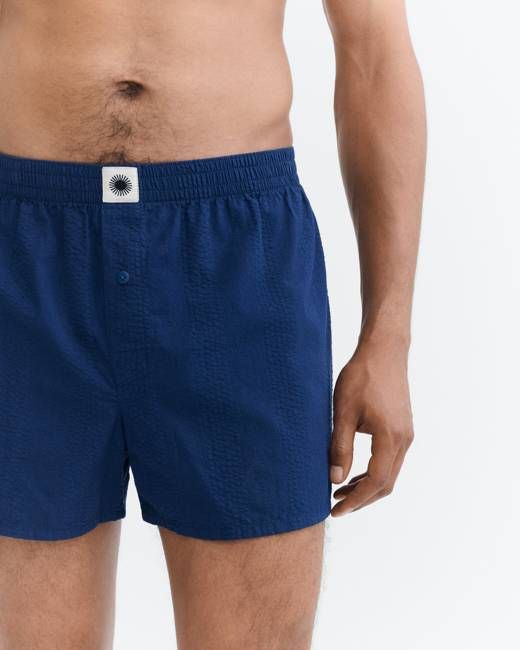 Thinking Mu Blue Seersucker Boxers