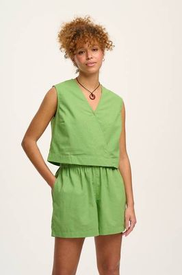 Jessie - Cotton & Linen Shorts in Matcha Green