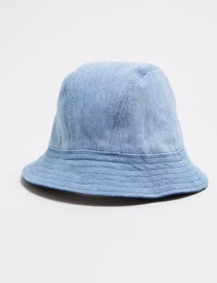 Reversible Denim Bucket Hat Mid Light Blue