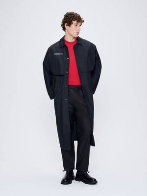 Archive Mens Recycled Nylon Trench Coat—black