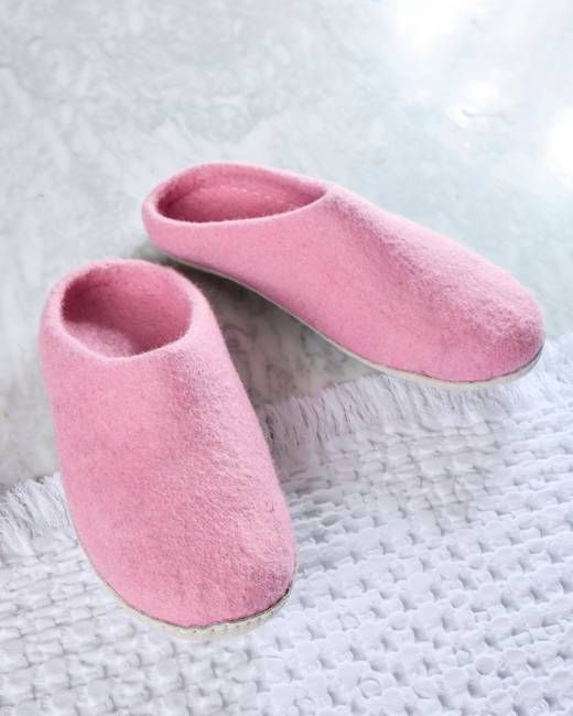 Light Pink - Organic Merino Wool Slippers - Fuzzy Cove