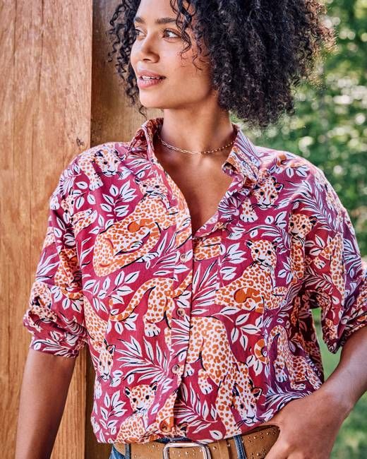 City Cats - Cleo Button Down - Maroon Night