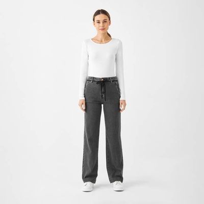 DEW Flared Soft Denim - French Pocket - Medium Grey