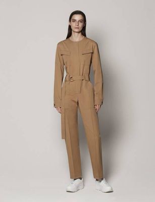 Collarless Jumpsuit | Marrone
