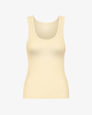Women Organic Rib Tank Top - Soft Yellow