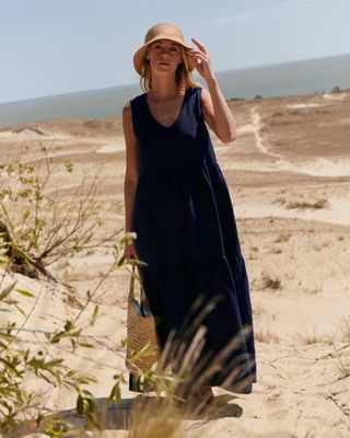 May - Linen Dress in Dark Blue