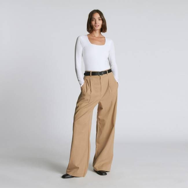 The Long-Sleeve Supima® Square-Neck Bodysuit | White | Bikini