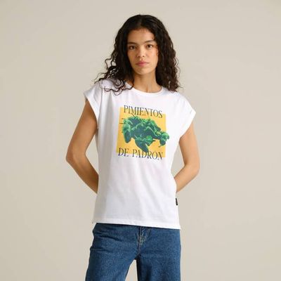 DEDICATED - T-shirt Visby Pimientos Weiß