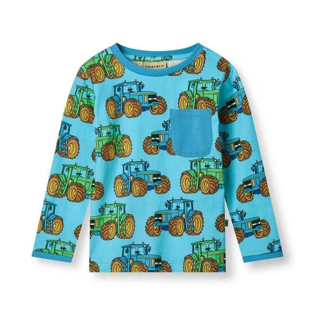 Long-sleeved top with tractors