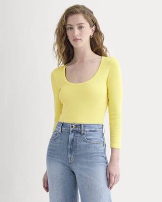 Luxe Rib Deep U-Neck Top | Celandine