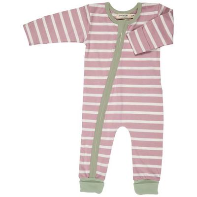 Zip Romper (Breton Stripe) - Pink