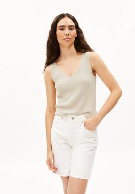 LINEN BLEND KNIT TOP | raw white