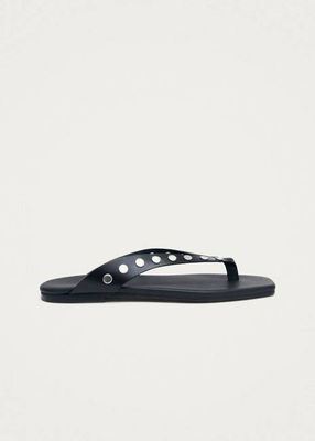 Ola Studs Black Leather Sandals