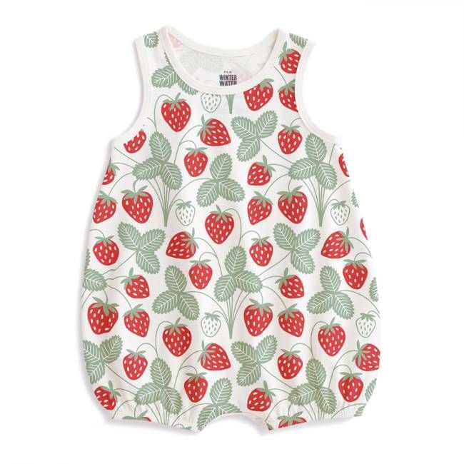 Bubble Romper - Strawberries Red & Green