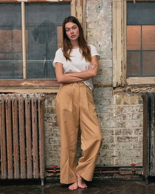 Cotton Linen Trousers No.16 in Lark Tan