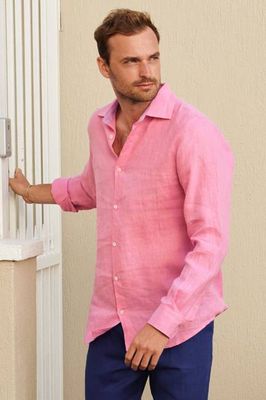 Men's Premium Linen Shirt | Pink