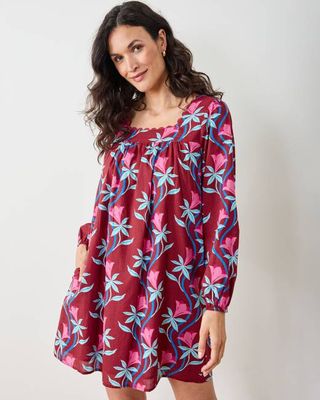 Moonflower Vine - Cypress Dress - Barn Red
