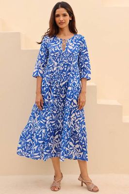 Emma Kleid aus Bio-Baumwolle | Kobalt/Weiß